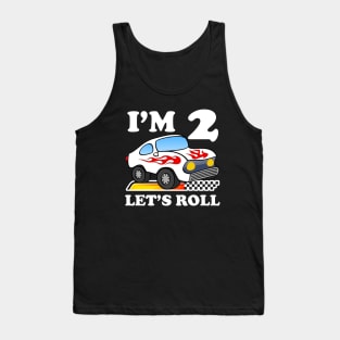 Kids Birthday Boy 2 Two Race Car Tank Top